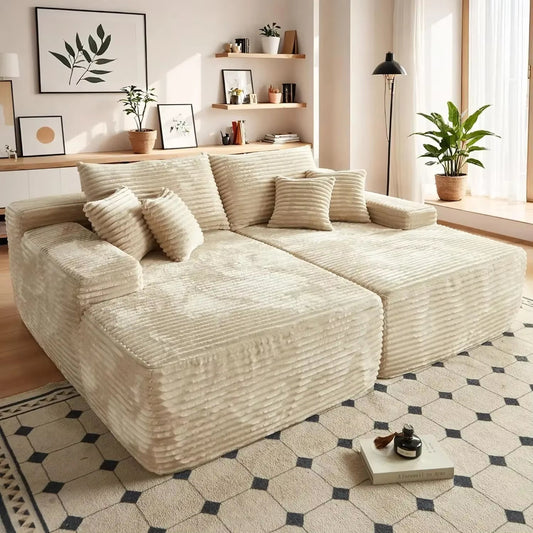 Float in Luxury: Transform Your Living Room with the 80" Cloud Sectional Sofa Bed