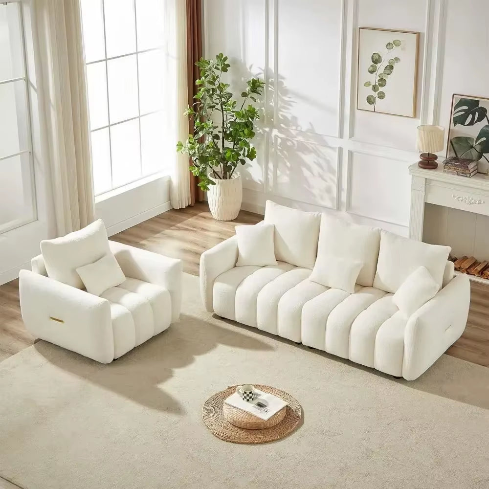 Cloud Sofa.82Modern Sofa Couchcomfy Deep Seat Teddy Cloud Sofa,Upholstered3Seater Boucle Couchoversized Loveseat for Living Room