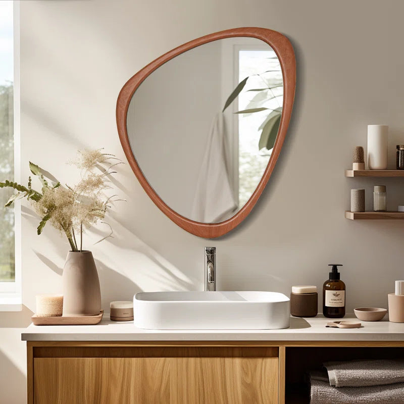 Cotesfield Wood Accent Mirror Irregular Decorative Mirror Asymmetrical Mirror