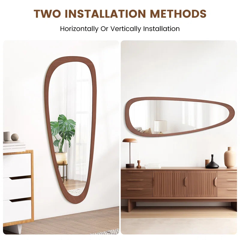 Cotesfield Wood Accent Mirror Irregular Decorative Mirror Asymmetrical Mirror