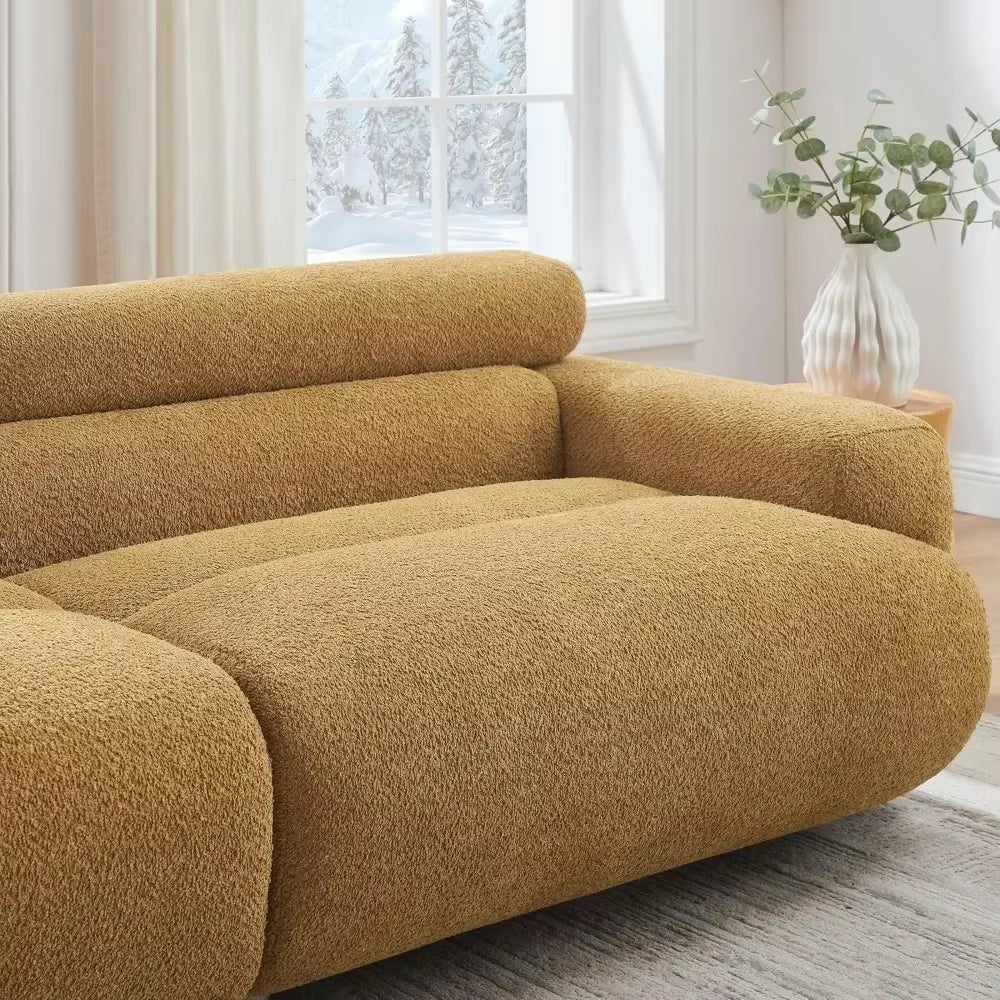 89" Boucle Cloud Loveseat Sofa Couch, Comfy Upholstered Deep Seat Boucle Sofa, Mid Century Modern Couch for Living Room