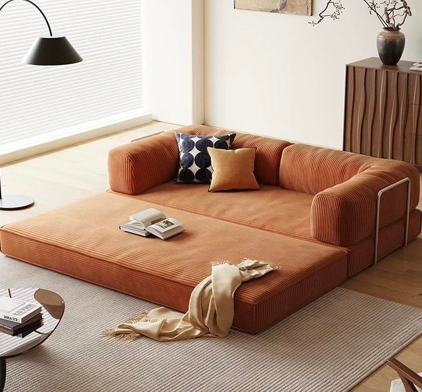 Compact 2-In-1 Convertible Corduroy Sofa Bed - Foldable Boneless Loveseat with Cloud-Like Comfort, Teddy Sofa Bed, No Assembly Required - Space-Saving Sleeper Couch for Living Room, Bedroom, or Apartment Cool Furniture Bedroom, Comfy Couch, Gorilla Sofa