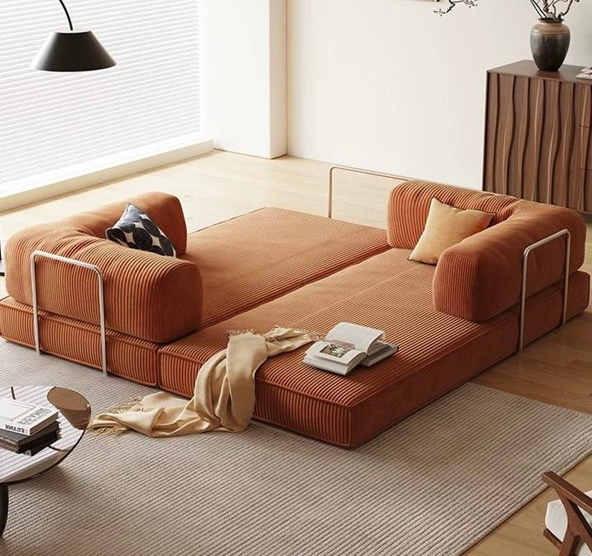 Compact 2-In-1 Convertible Corduroy Sofa Bed - Foldable Boneless Loveseat with Cloud-Like Comfort, Teddy Sofa Bed, No Assembly Required - Space-Saving Sleeper Couch for Living Room, Bedroom, or Apartment Cool Furniture Bedroom, Comfy Couch, Gorilla Sofa