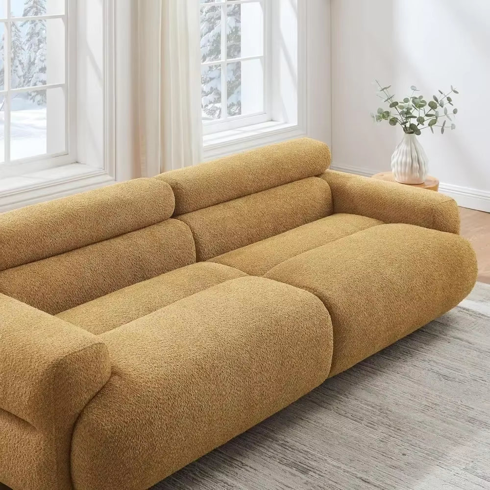 89" Boucle Cloud Loveseat Sofa Couch, Comfy Upholstered Deep Seat Boucle Sofa, Mid Century Modern Couch for Living Room