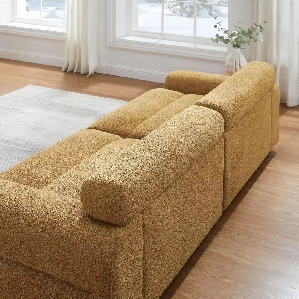 89" Boucle Cloud Loveseat Sofa Couch, Comfy Upholstered Deep Seat Boucle Sofa, Mid Century Modern Couch for Living Room