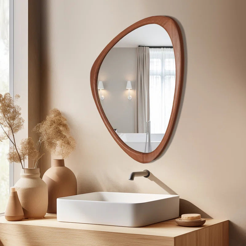 Cotesfield Wood Accent Mirror Irregular Decorative Mirror Asymmetrical Mirror