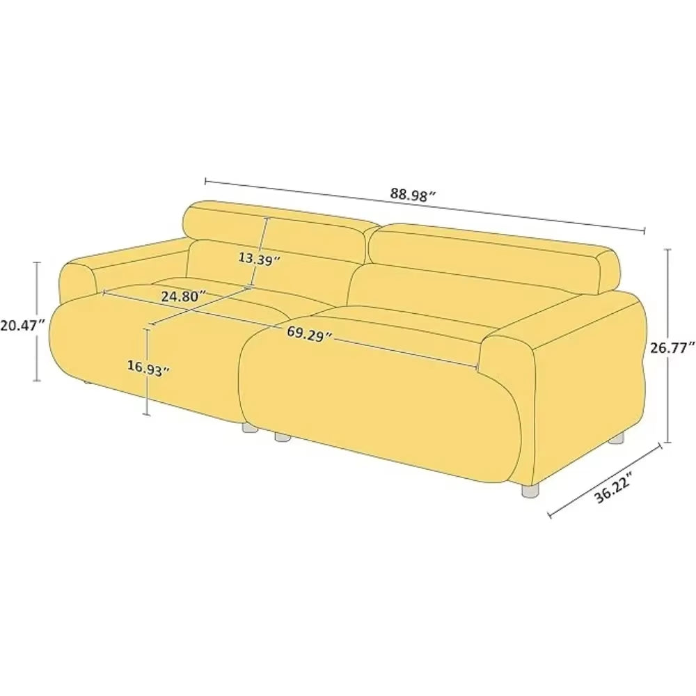 89" Boucle Cloud Loveseat Sofa Couch, Comfy Upholstered Deep Seat Boucle Sofa, Mid Century Modern Couch for Living Room