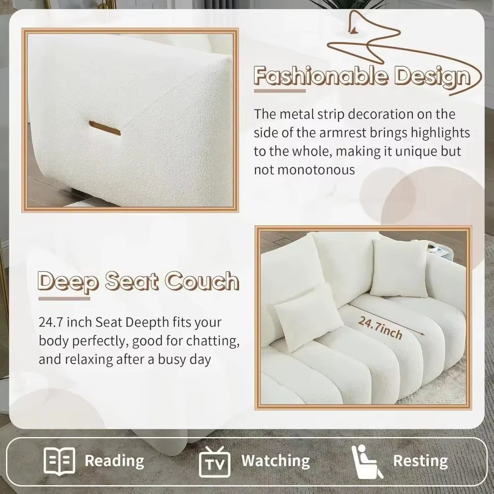 Cloud Sofa.82Modern Sofa Couchcomfy Deep Seat Teddy Cloud Sofa,Upholstered3Seater Boucle Couchoversized Loveseat for Living Room
