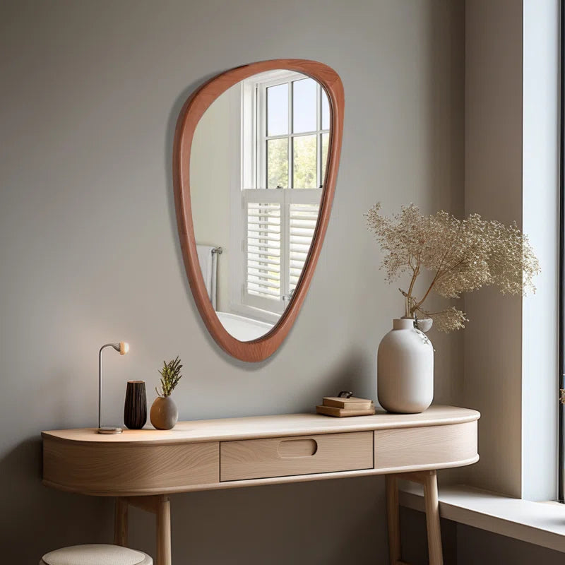 Cotesfield Wood Accent Mirror Irregular Decorative Mirror Asymmetrical Mirror