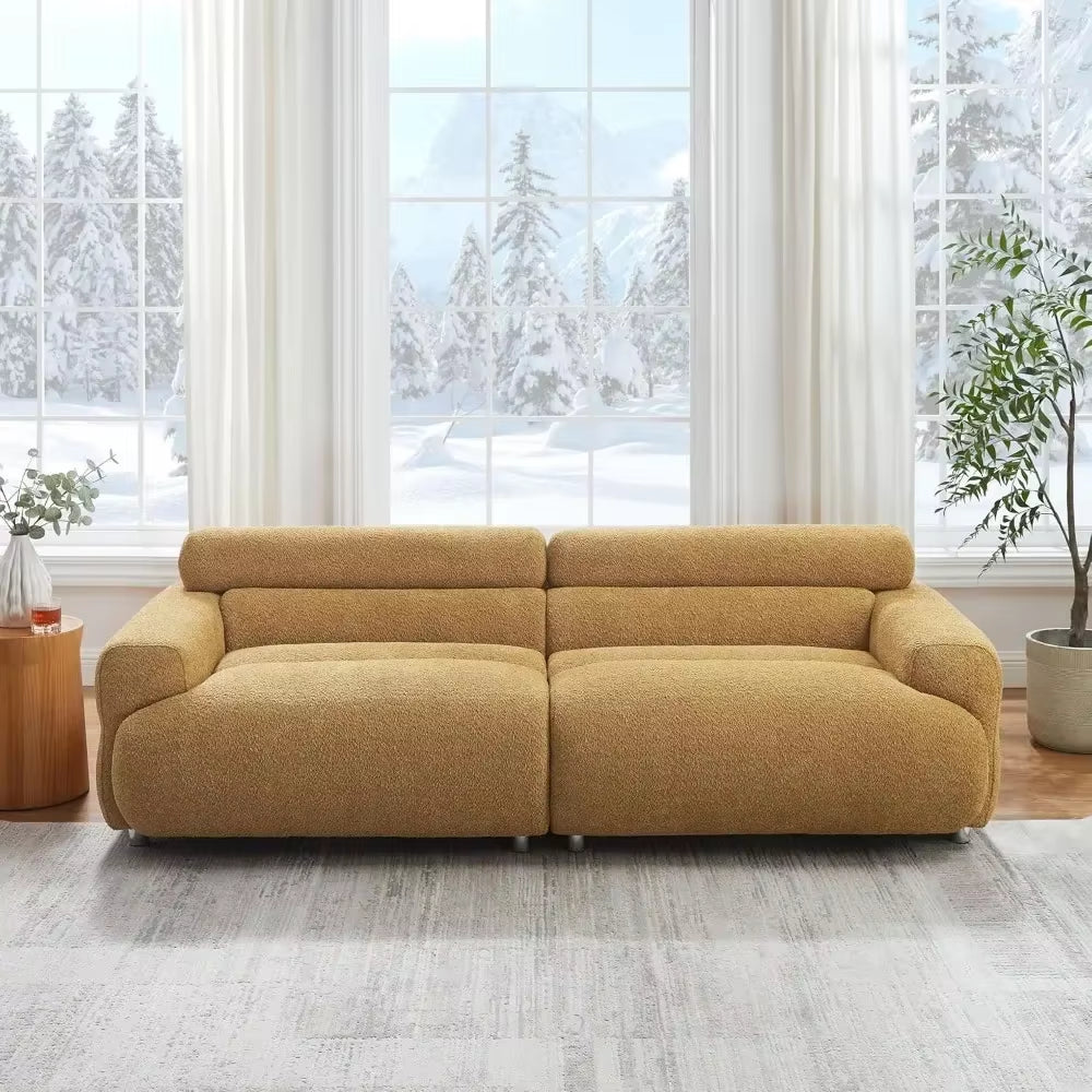 89" Boucle Cloud Loveseat Sofa Couch, Comfy Upholstered Deep Seat Boucle Sofa, Mid Century Modern Couch for Living Room