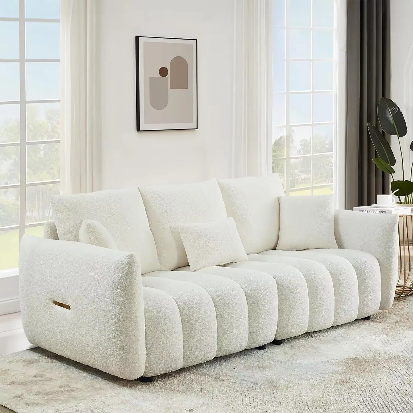 Cloud Sofa.82Modern Sofa Couchcomfy Deep Seat Teddy Cloud Sofa,Upholstered3Seater Boucle Couchoversized Loveseat for Living Room