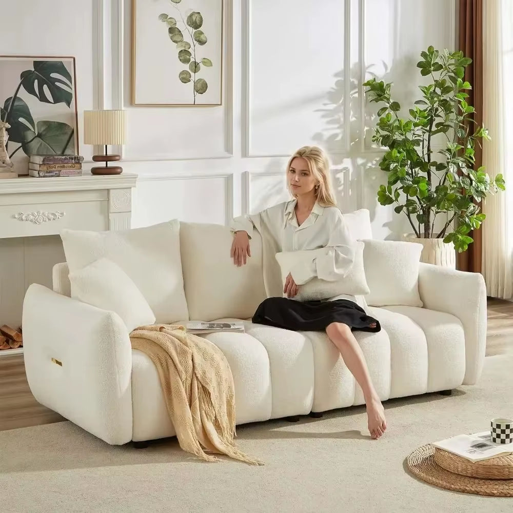 Cloud Sofa.82Modern Sofa Couchcomfy Deep Seat Teddy Cloud Sofa,Upholstered3Seater Boucle Couchoversized Loveseat for Living Room