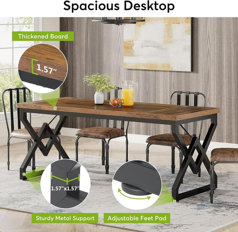 Tribesigns 63 Inch Executive Desk, Large Office Computer Desk with Extra Thick Wooden Tabletop and Metal Frame, Modern Simple Workstation Writing Table Study Desk for Home Office