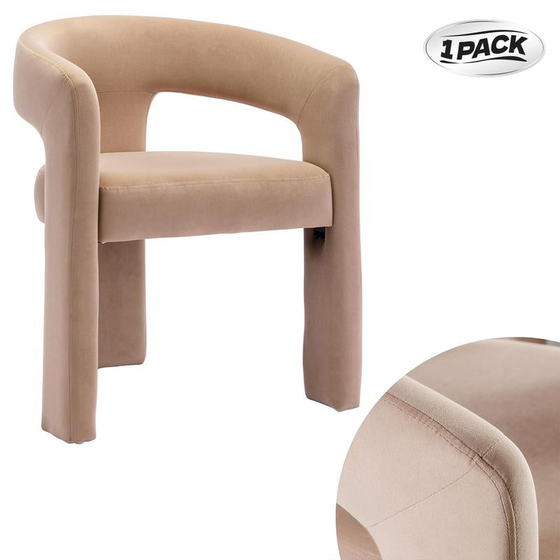 【Fathersdaygift】Chairus Modern Barrel Dining Chair, Sherpa Upholstered Accent Chairs with Arm, Open-Back Side Armchair Comfy Makeup Vanity Chairs for Living Room, Kitchen Roombedroom, Makeup, Small Spaces, Black