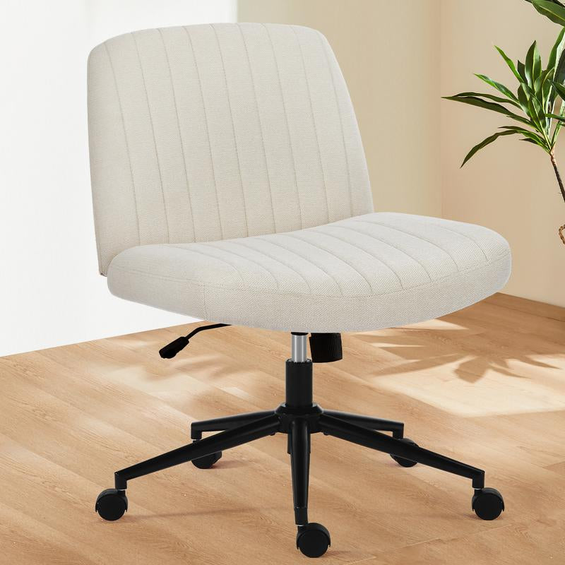 Furnichic Haven Criss Cross Office Chair with Wheels, Wide Armless Home Office Desk Chair with Dual-Purpose Base, Swivel Height Adjustable