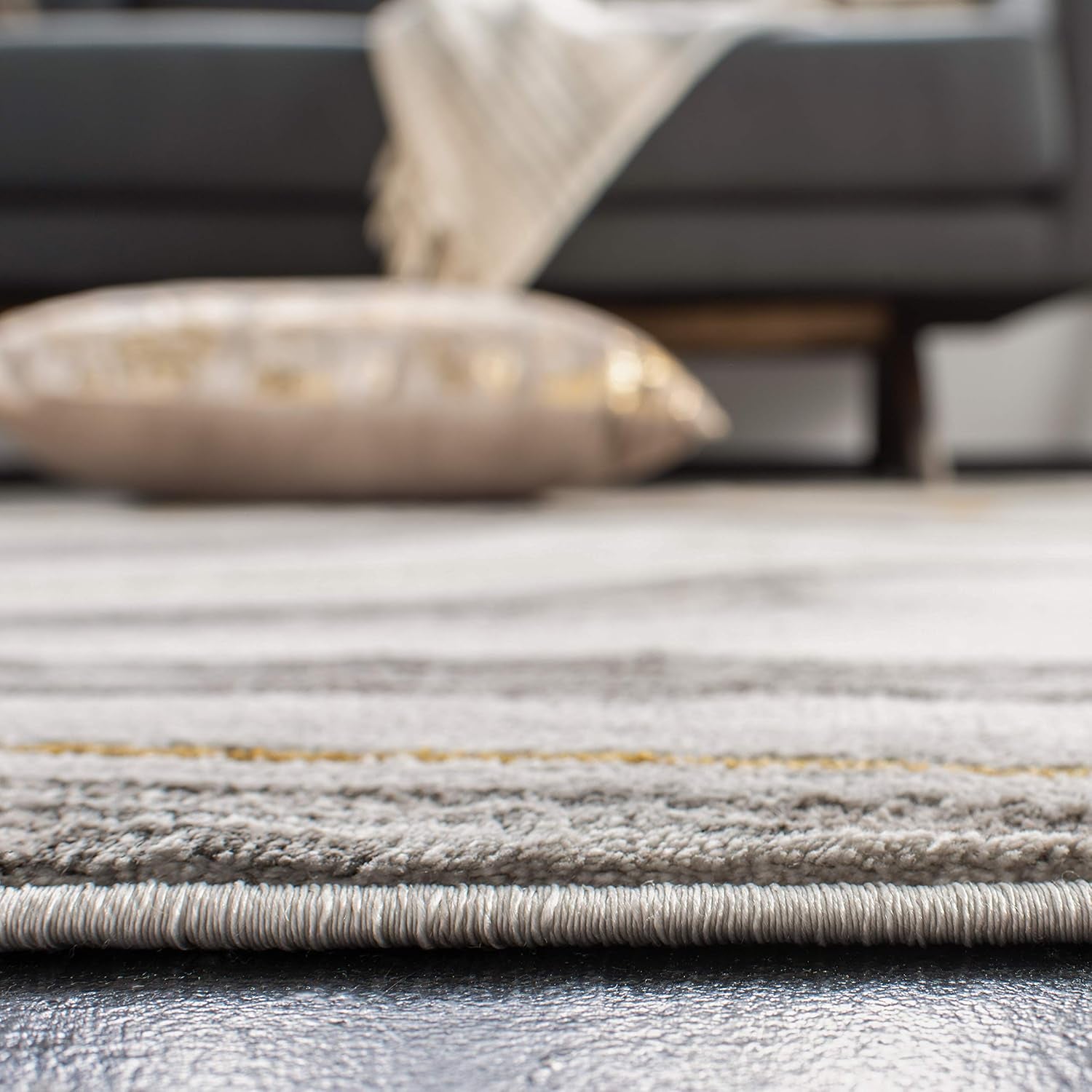 Craft Collection Accent Rug - 4' X 6', Grey & Gold, Modern Abstract Design, Non-Shedding & Easy Care, Ideal for High Traffic Areas in Entryway, Living Room, Bedroom (CFT819F)