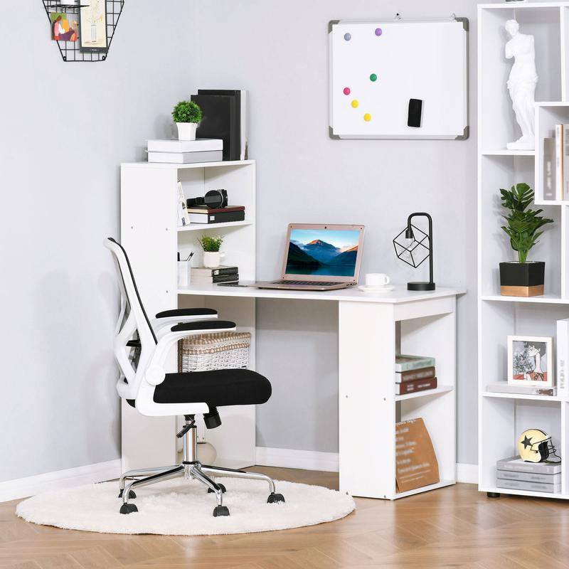 HOMCOM Modern Home Office Desk with 6-Tier Storage Shelves, 47" Writing Table with Bookshelf