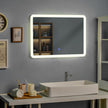 "Stylish LED Touch-Activated Wall-Mounted Bathroom Mirror with Rounded Arc Corners"