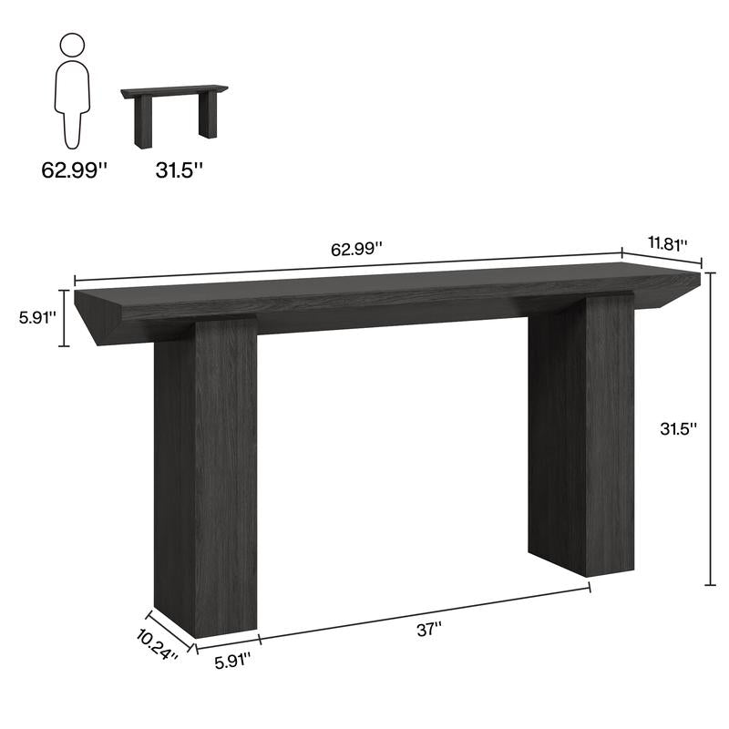 Tribesigns 63-Inch Long Entryway Console Table, Farmhouse Wooden Narrow Sofa Table behind Couch, Skinny Hallway Accent Table for Entrance, Foyer, Living Room (Dark Brown) Furniture Home