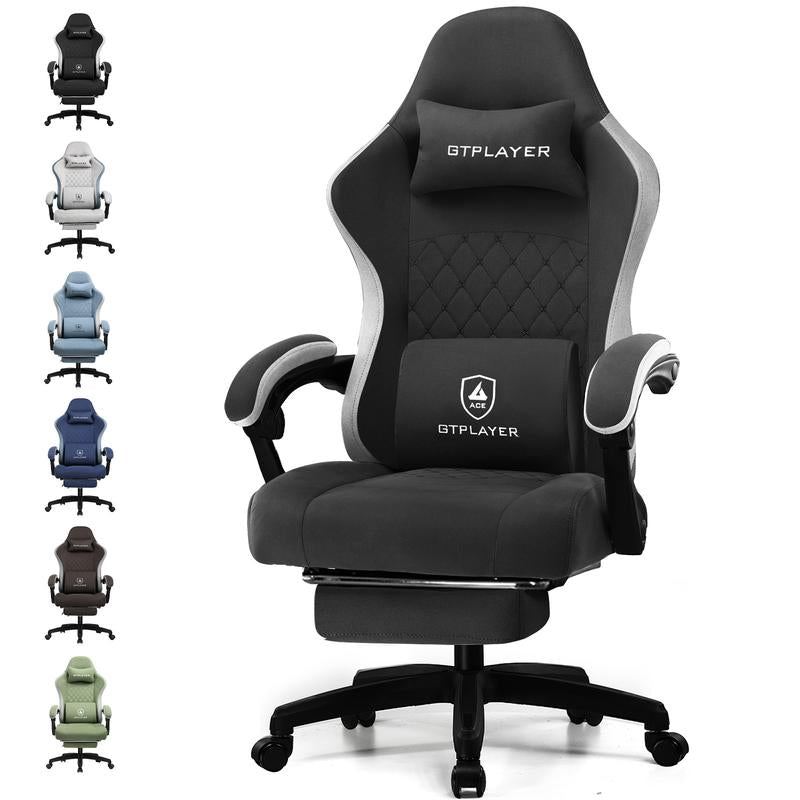 GTPLAYER Gaming Chair, Computer Office Chair with Pocket Spring Cushion, Linkage Armrests and Footrest, High Back Ergonomic Computer Chair with Lumbar Support Task Chair with Footrest