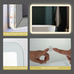 "Stylish LED Touch-Activated Wall-Mounted Bathroom Mirror with Rounded Arc Corners"