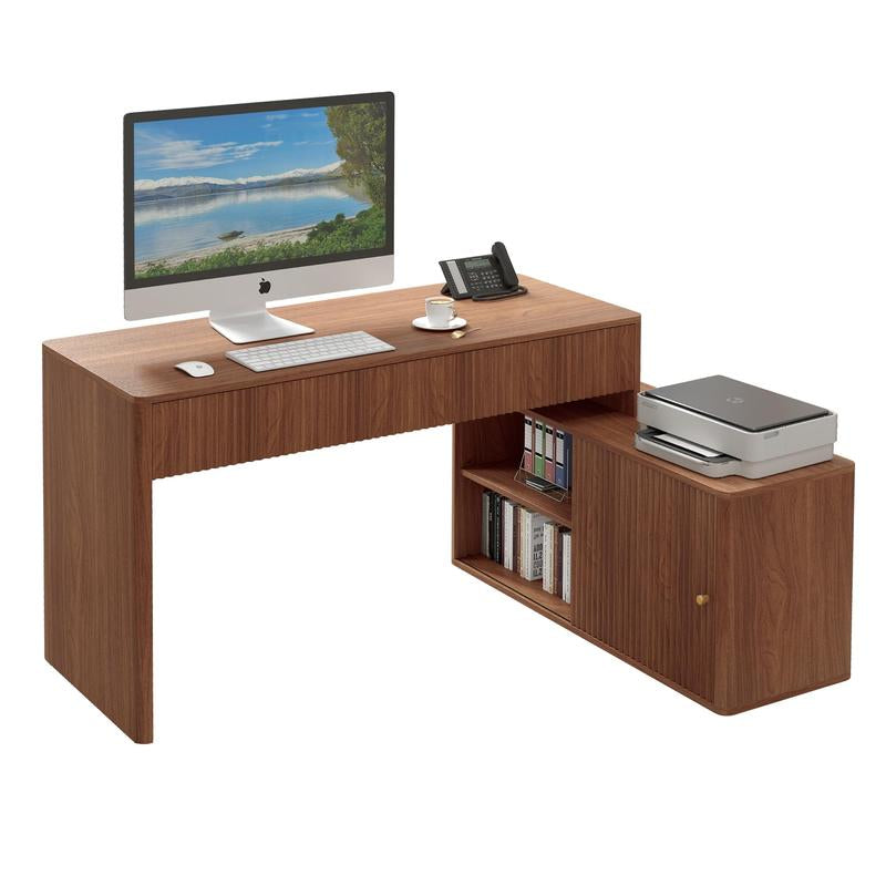 Giratree Modern Computer PC Desk Table with Storage, Corner L Shaped Desk with Drawers, Home Office Desk for Bedroom and Small Space, for Writing, Executive, Study, Work, Vanity