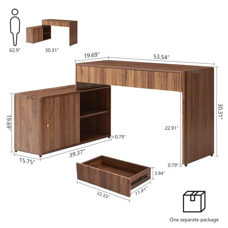 Giratree Modern Computer PC Desk Table with Storage, Corner L Shaped Desk with Drawers, Home Office Desk for Bedroom and Small Space, for Writing, Executive, Study, Work, Vanity