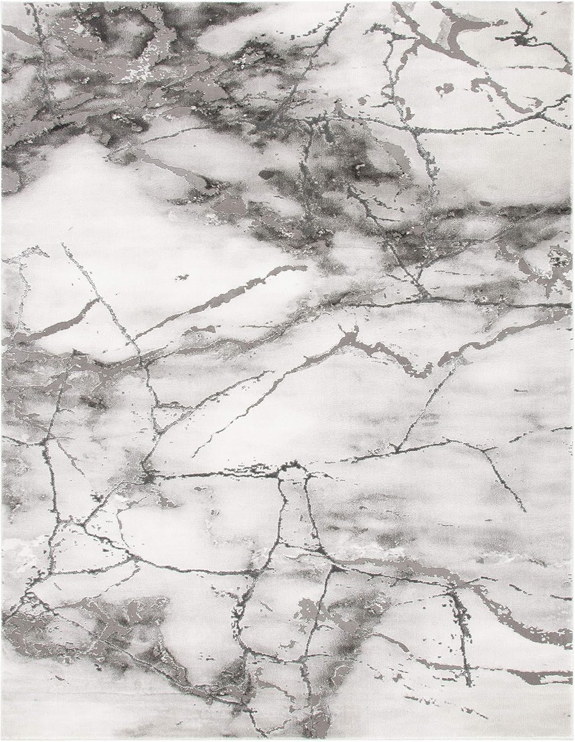 Craft Collection Area Rug - 6'7" X 9', Grey & Silver, Modern Abstract Design, Non-Shedding & Easy Care, Ideal for High Traffic Areas in Living Room, Bedroom (CFT877G)