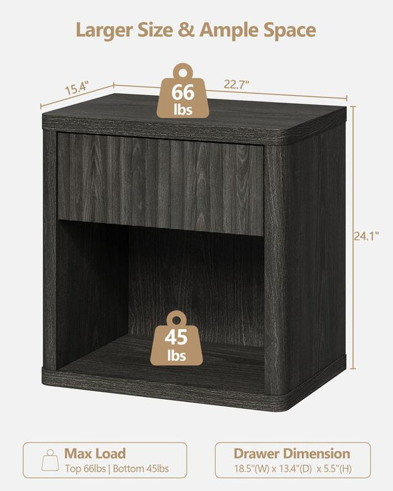 SICOTAS Night Stand Set of 2 Nightstands with Drawer Storage Bed Side Table End Table 22.7"X 15.4" X 24.1" Large Modern Wide Bedside Stand Mid Century Night Stands for Bedroom Living Room Sofa Couch Office Minimal