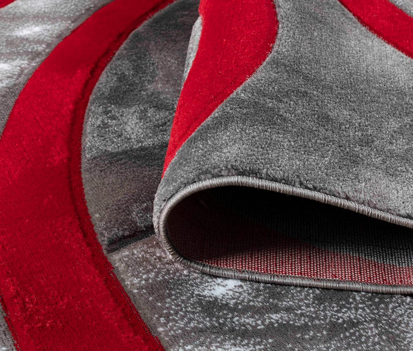 Area Rug Modern 4X6 Light Red Circles Geometry Soft Hand Carved Contemporary Floor Carpet Fluffy Texture for Indoor Living Dining Room and Bedroom Area