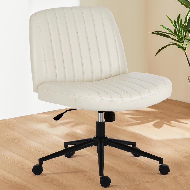 Furnichic Haven Criss Cross Office Chair with Wheels, Wide Armless Home Office Desk Chair with Dual-Purpose Base, Swivel Height Adjustable