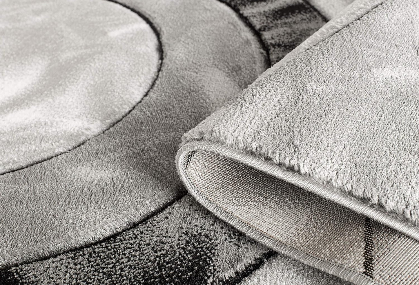 Area Rug 2X3 Grey Black Door Mat Modern Circles Soft Contemporary Floor Carpet Fluffy Texture for Indoor Living Dining Room and Bedroom Area