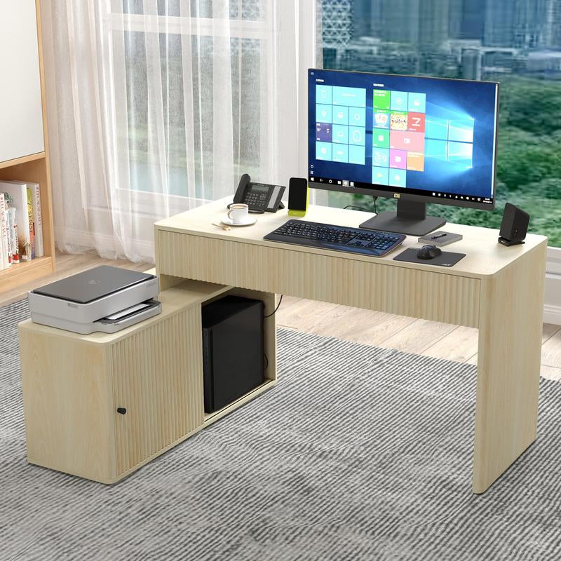Giratree Modern Computer PC Desk Table with Storage, Corner L Shaped Desk with Drawers, Home Office Desk for Bedroom and Small Space, for Writing, Executive, Study, Work, Vanity