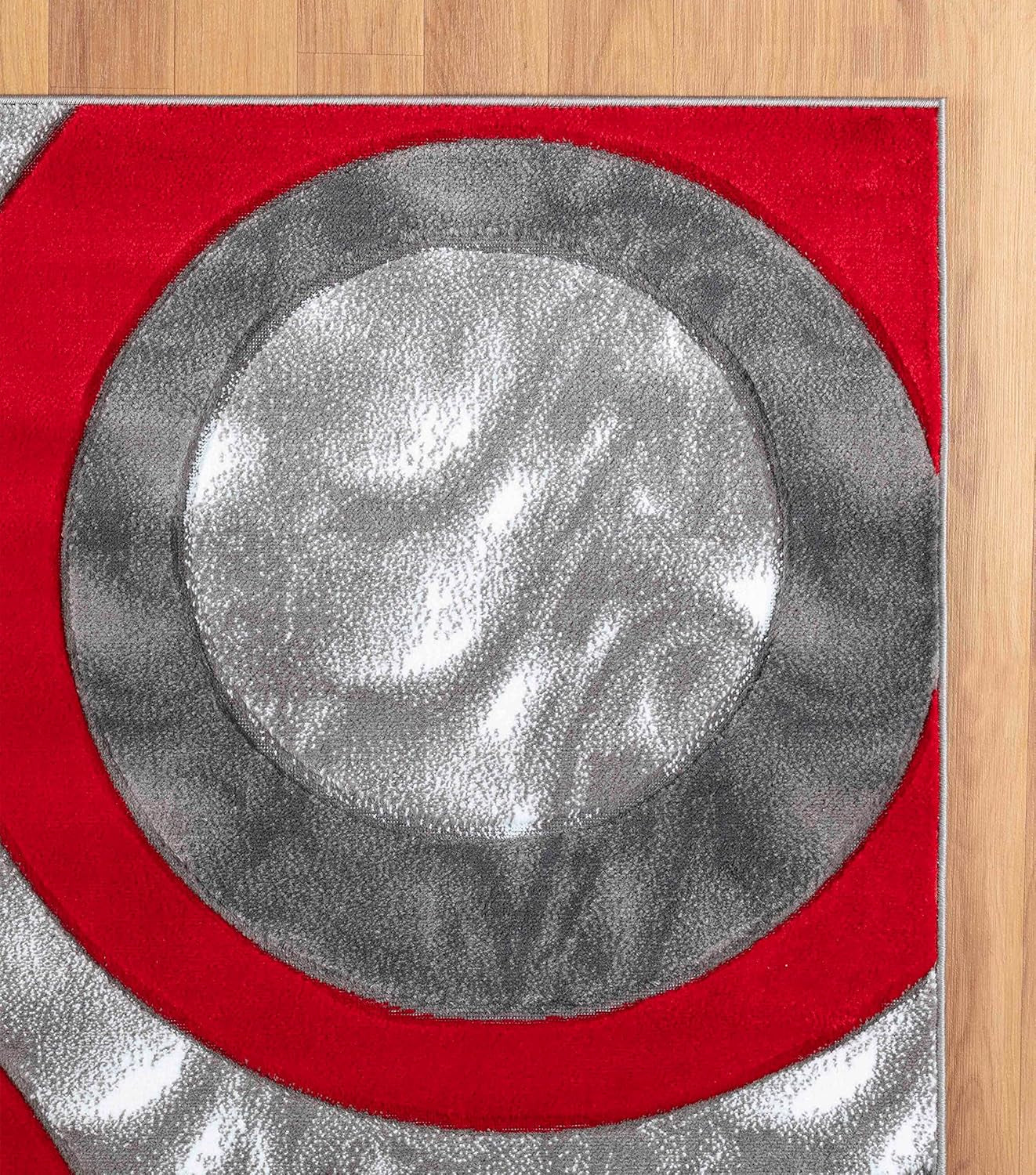 Area Rug Modern 4X6 Light Red Circles Geometry Soft Hand Carved Contemporary Floor Carpet Fluffy Texture for Indoor Living Dining Room and Bedroom Area