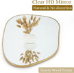 Irregular Wall Mirror Asymmetrical Mirror, 28''X20'' Golden Wood Framed Mirror for Bathroom Bedroom Living Room Entryway