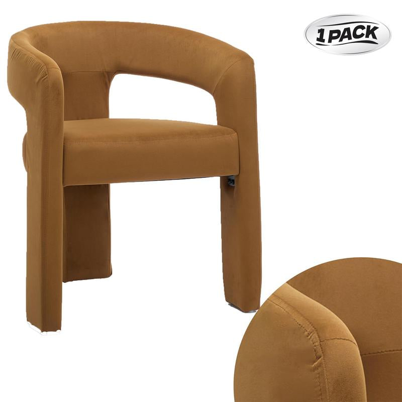 【Fathersdaygift】Chairus Modern Barrel Dining Chair, Sherpa Upholstered Accent Chairs with Arm, Open-Back Side Armchair Comfy Makeup Vanity Chairs for Living Room, Kitchen Roombedroom, Makeup, Small Spaces, Black