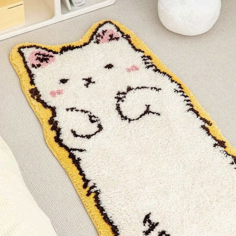 "Adorable Cartoon Cat Tufted Rug - Soft, Non-Slip Polyester for Cozy Bedroom & Living Room Decor!"