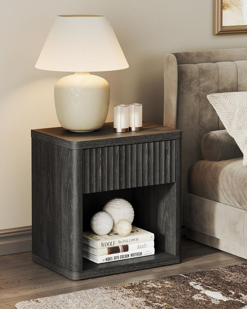 SICOTAS Night Stand Set of 2 Nightstands with Drawer Storage Bed Side Table End Table 22.7"X 15.4" X 24.1" Large Modern Wide Bedside Stand Mid Century Night Stands for Bedroom Living Room Sofa Couch Office Minimal