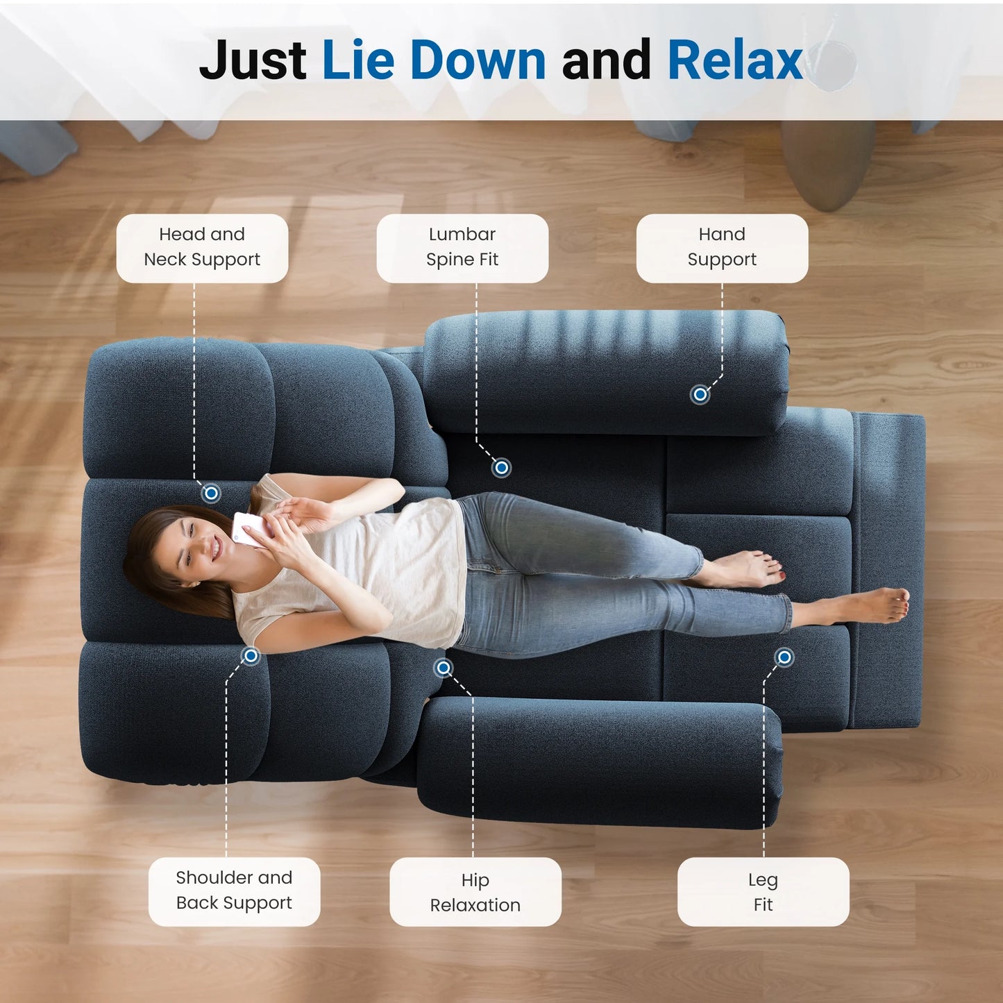 Power Recliner Chair for Adults,Adjustable Electric Recliner Sofa Chair with USB Port,Comfy Teddy Fleece Cloud Sofa,Tool-Free Setup,Blue Grey