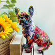 "Vibrant French Bulldog Resin Statue - Unique DIY Graffiti Pet Decor for Your Desktop!"