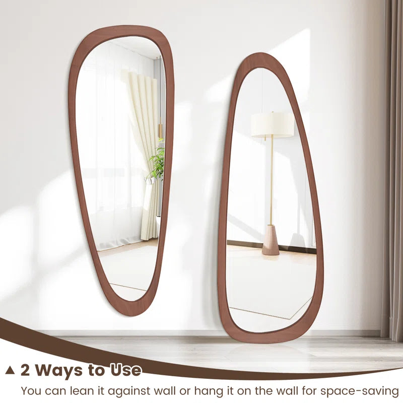 Cotesfield Wood Accent Mirror Irregular Decorative Mirror Asymmetrical Mirror
