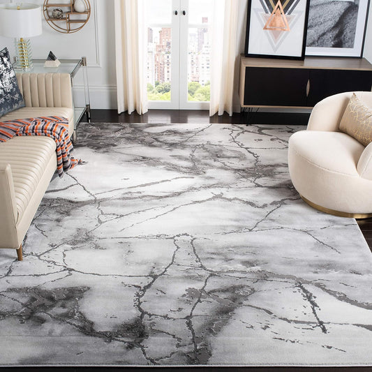 Craft Collection Area Rug - 6'7" X 9', Grey & Silver, Modern Abstract Design, Non-Shedding & Easy Care, Ideal for High Traffic Areas in Living Room, Bedroom (CFT877G)
