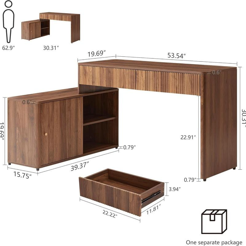 Giratree Modern Computer PC Desk Table with Storage, Corner L Shaped Desk with Drawers, Home Office Desk for Bedroom and Small Space, for Writing, Executive, Study, Work, Vanity