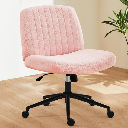 Furnichic Haven Criss Cross Office Chair with Wheels, Wide Armless Home Office Desk Chair with Dual-Purpose Base, Swivel Height Adjustable
