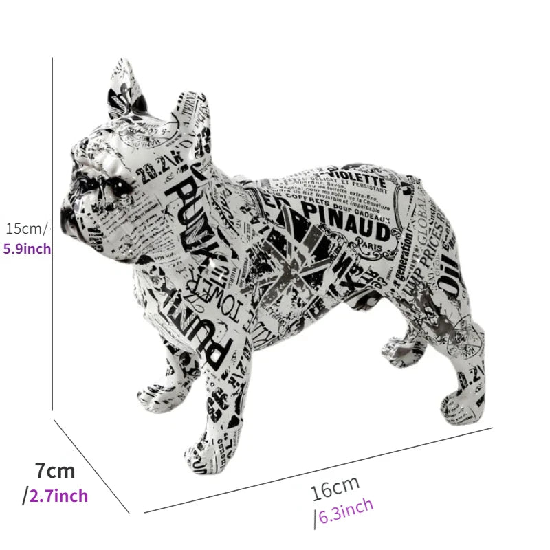 "Vibrant French Bulldog Resin Statue - Unique DIY Graffiti Pet Decor for Your Desktop!"