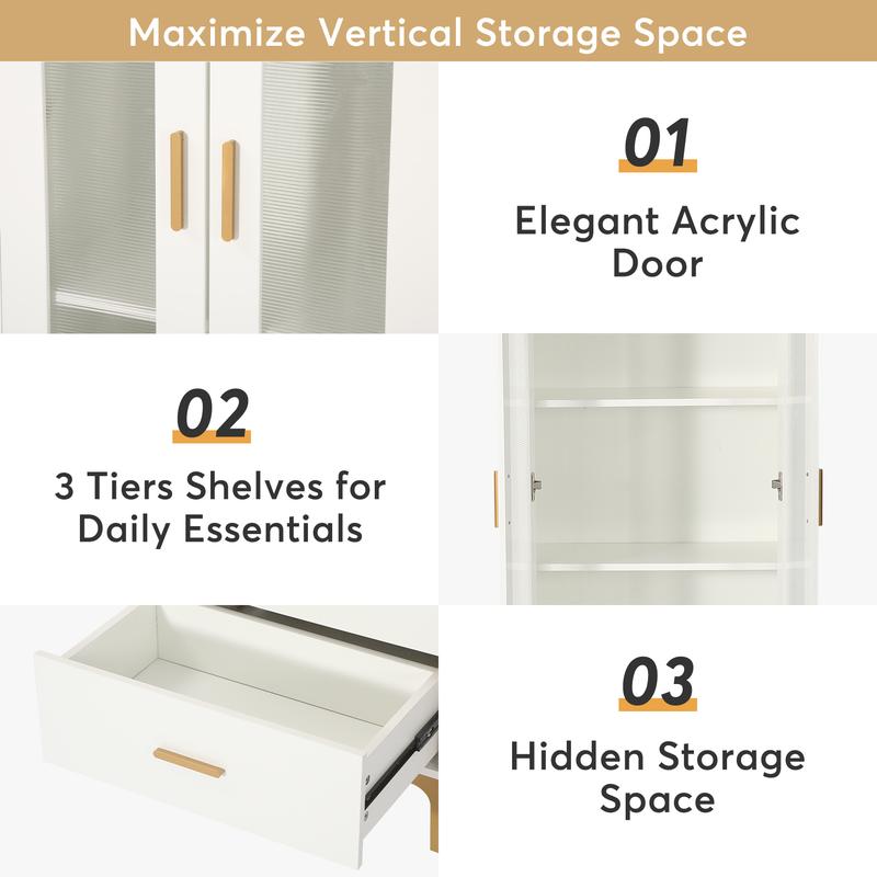 Bookcase with Doors and LED Light Doors and 2 Drawers Elegant Modern Living | Elegant Luxury by M2D
