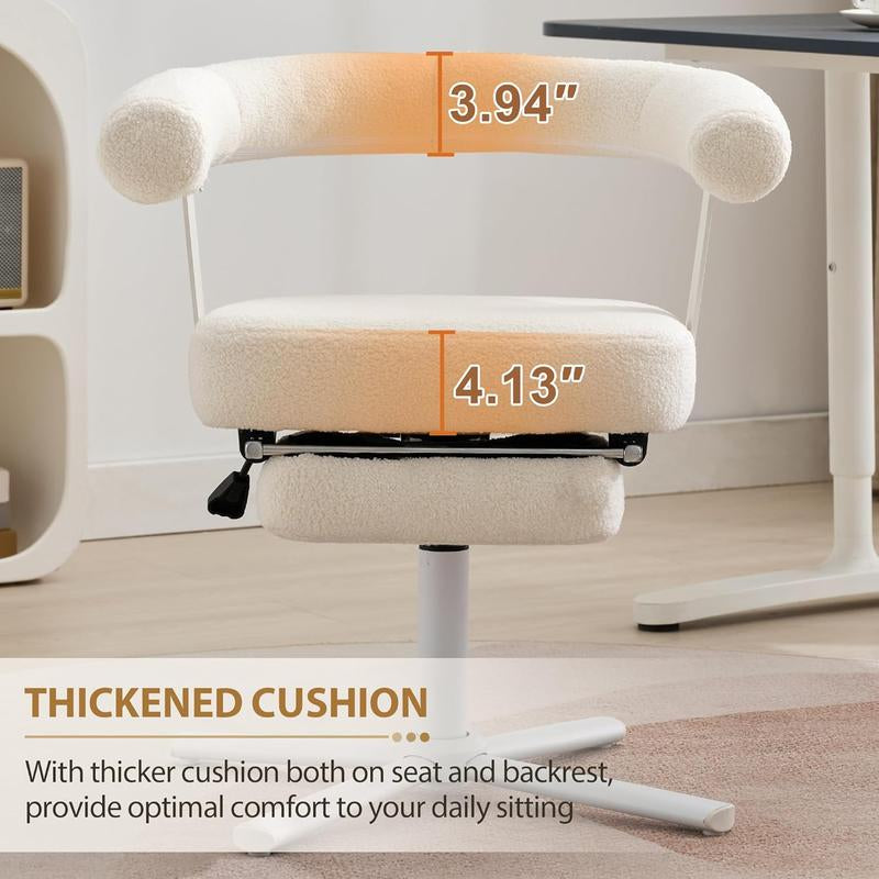 Qulomvs Home Office Chair with Footrest, Modern Comfortable Makeup Dressing Chair with Backrest, Cross Leg Office Chair without Wheels Ergonomic Design