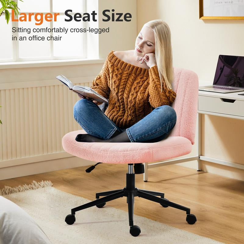 Furnichic Haven Criss Cross Office Chair with Wheels, Wide Armless Home Office Desk Chair with Dual-Purpose Base, Swivel Height Adjustable