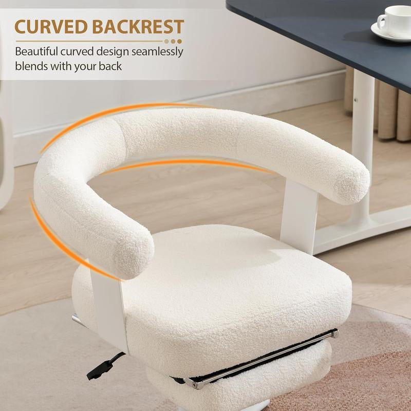 Qulomvs Home Office Chair with Footrest, Modern Comfortable Makeup Dressing Chair with Backrest, Cross Leg Office Chair without Wheels Ergonomic Design