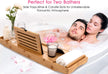 "Luxury Bamboo Bathtub Caddy Tray with Extendable Sides, Wine Glass Holder & Free Soap Dish – Perfect for Relaxation!"